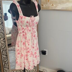 White Sundress with Pink Floral Print